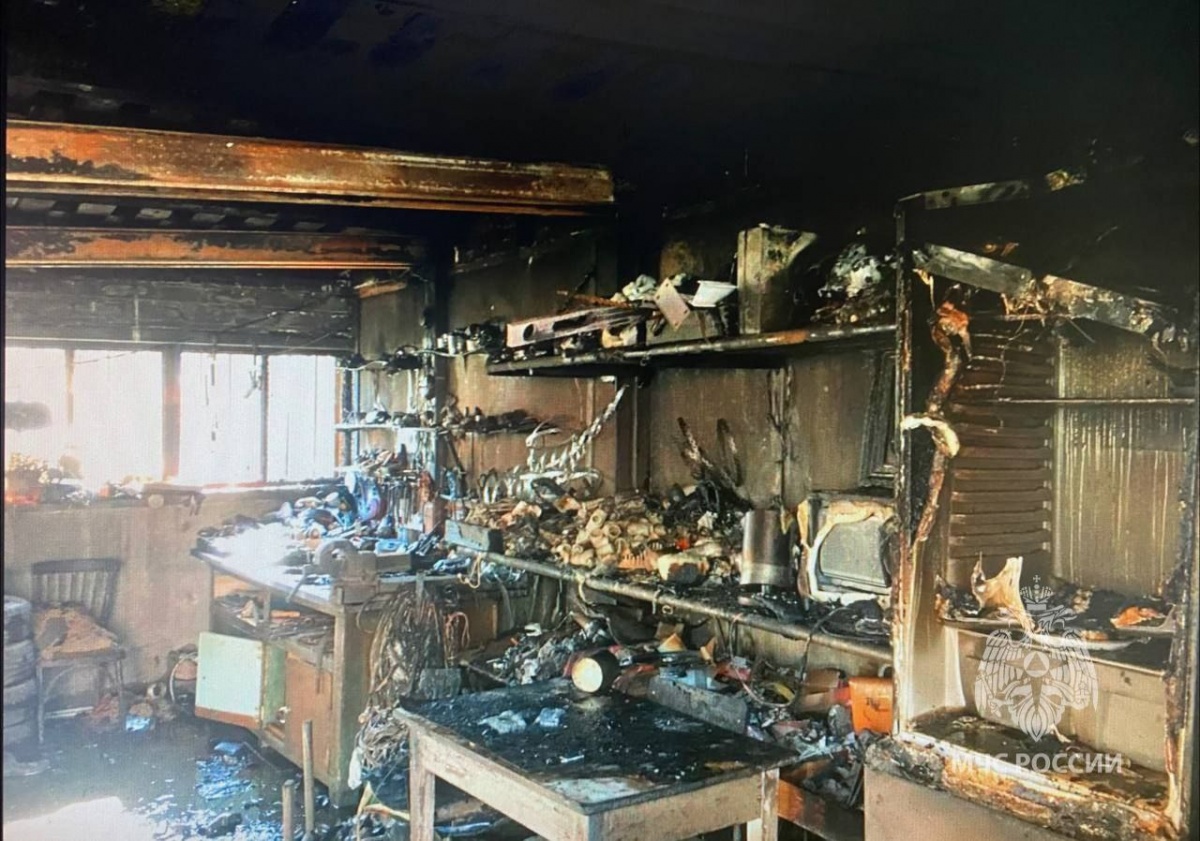 Чердак дома и два гаража сгорели в Балахне - фото 1