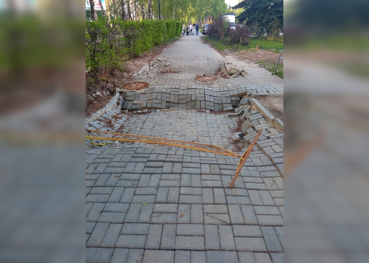 Провалившуюся брусчатку в Приокском районе восстановят в июне - фото 1