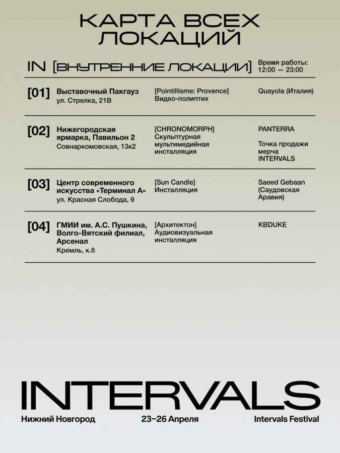 INTERVALS &mdash; 2026 в Нижнем Новгороде: карта и полная программа фестиваля - фото 12